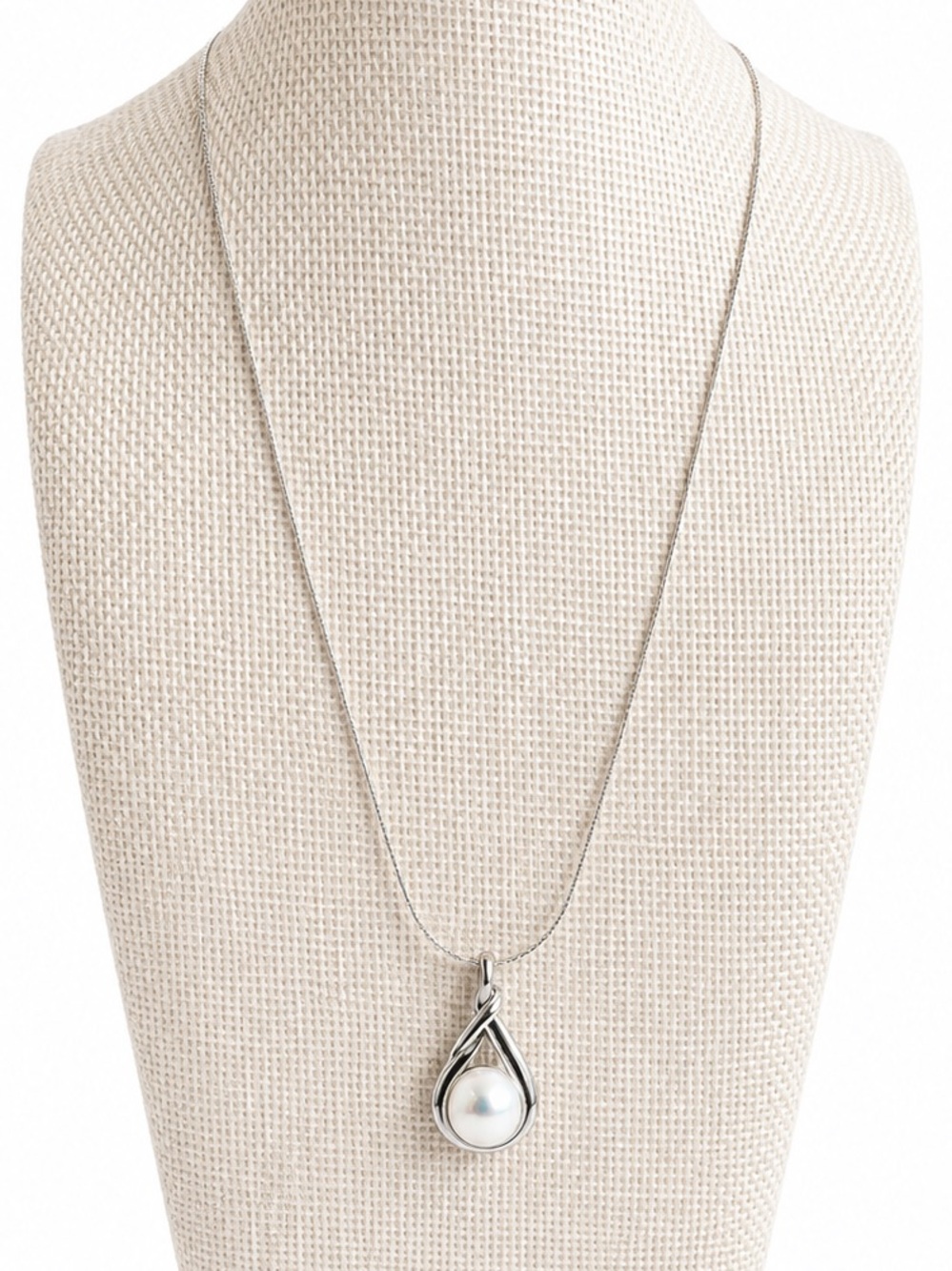 Noa Zuman Sterling Silver Pearl Teardrop Pendant Necklace Made in Israel Gift